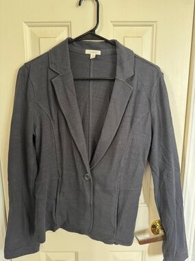Caslon Slate Gray Single-Button Knit Blazer